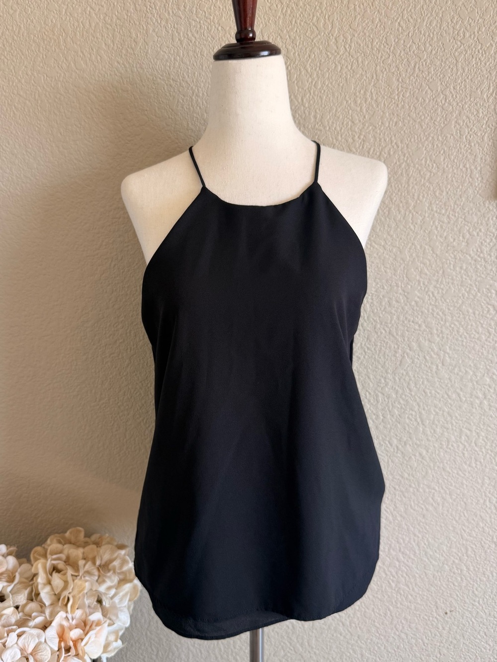 Paper Crane Black Halter Cami Top